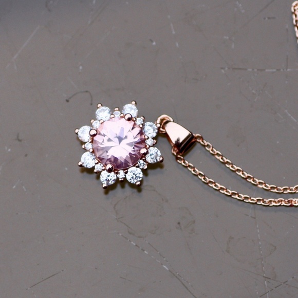 Pale Pink Morganite Pendant Handcrafted in 18K Rose Gold Vermeil, May Alternate - Picture 5 of 7